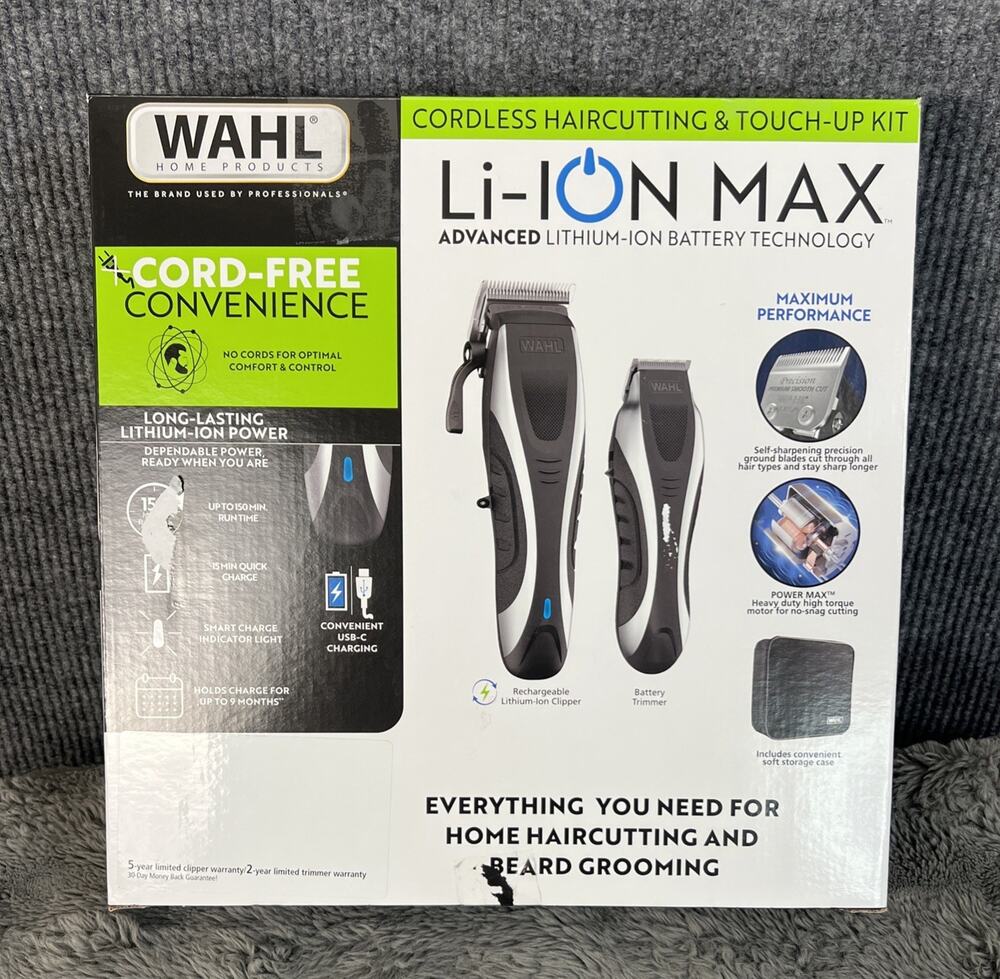 Wahl Li-Ion Max Rechargeable Cordless Haircutting & Touch Up Clippers Kit